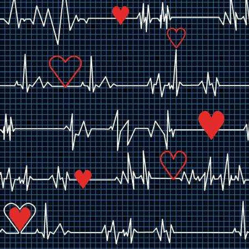  Windham Fabric - Calling All Nurses Heartbeat - Black 