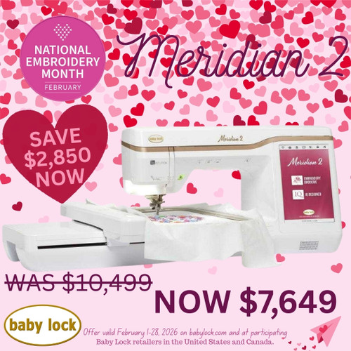 Baby Lock Meridian 2 Embroidery Machine 9.5x14 Stitch Area