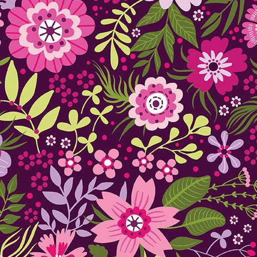 Benartex Fabric - Secret Garden - Aubergine