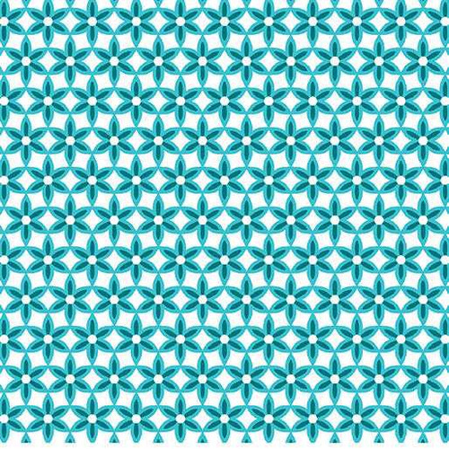 Benartex Fabric - Secret Garden - Star Flower - Teal