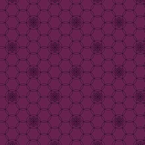 Benartex Fabric - Secret Garden - Cosmos - Aubergine