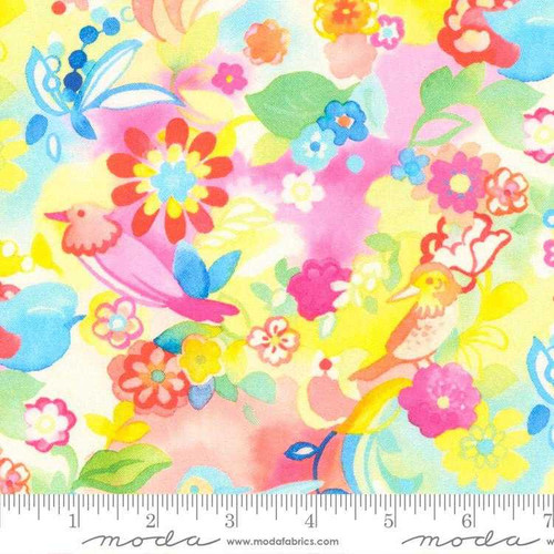 Moda Fabric - Whimsy Wonderland - Birdie Paradise - Rainbow