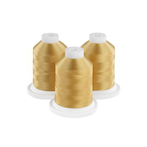 Brother 100% Polyester Color Fast, High Shine Embroidery Thread - 3 Pack/1100 yards - Golden Basket