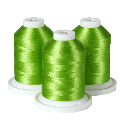 Brother 100% Polyester Color Fast, High Shine Embroidery Thread - 3 Pack/1100 yards - Bright Green