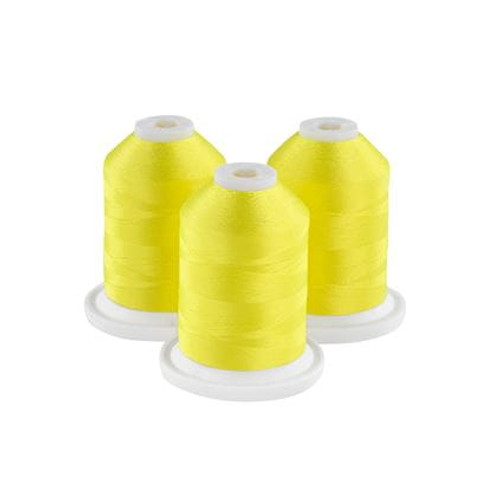 Brother 100% Polyester Color Fast, High Shine Embroidery Thread - 3 Pack/1100 yards - Very Bright Yellow