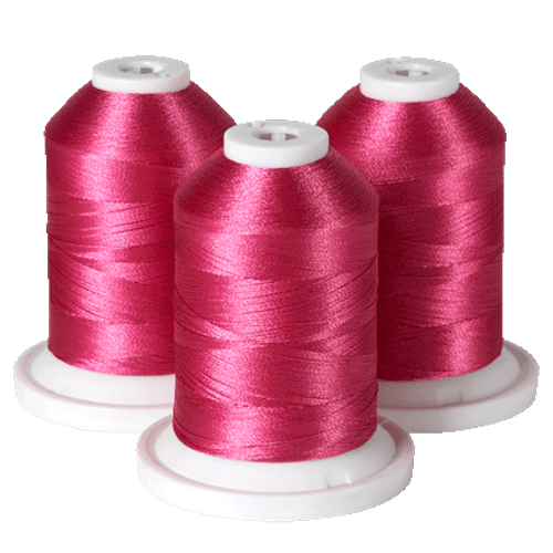 Brother 100% Polyester Color Fast, High Shine Embroidery Thread - 3 Pack/1100 yards - Horizon Pink