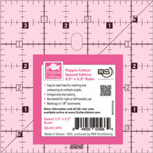 Quilters Select 3-1/2in x 3-1/2in Pink Non-Slip Ruler