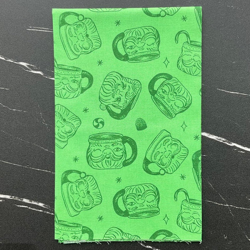 Merry Kitschmas Santa Mugs Green - Figo Fabric