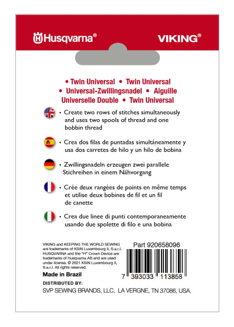 Husqvarna HV TWIN UNIVERSAL NEEDLE 4.0MM SIZE 80/12 , 1-PACK #920658096