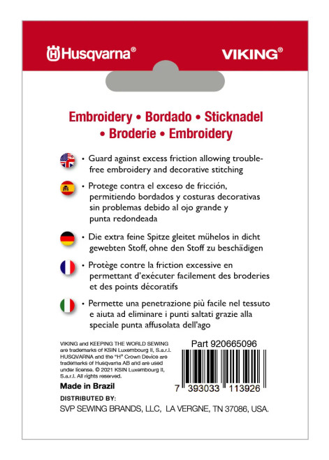 Husqvarna HV EMBROIDERY NEEDLE SIZE 90/14, 5-PACK #920665096