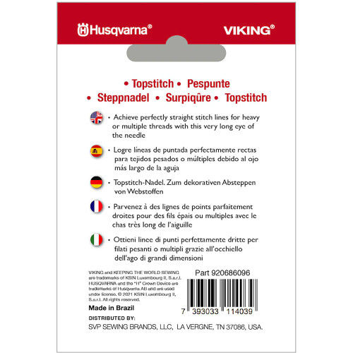 Husqvarna HV TOPTSTITCH NEEDLE SIZE 80/12, 5-PACK #920686096