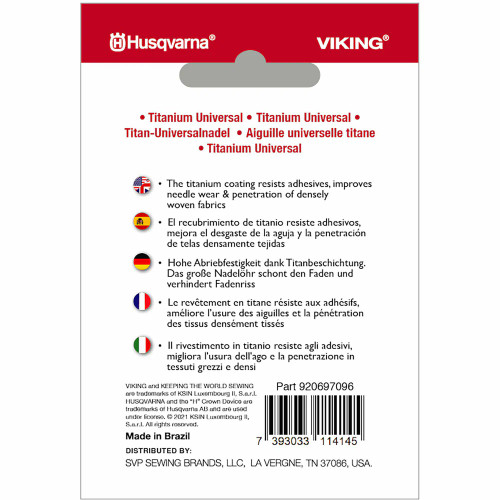 Husqvarna HV TITANIUM UNIVERSAL NEEDLE SIZE 80/12, 5-PACK #920697096