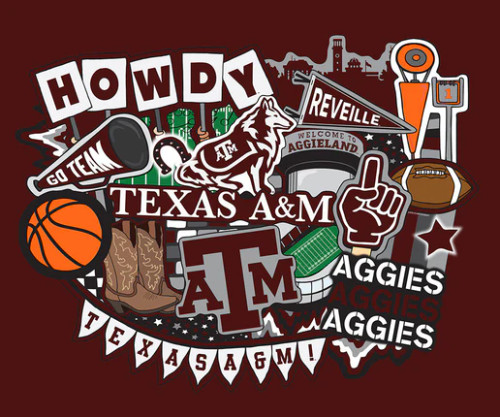 Fabric Sykel - Texas A&M Doodle Panel Designed by Sammy Panel #tam-2000