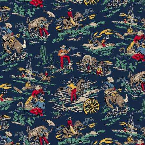 Michael Miller Fabric - Buckaroo - Navy Yee-Haw #dcx12436-navy Premier Stitching