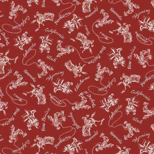 Michael Miller Fabric - Buckaroo - Red Howdy #dcx12433-redx Premier Stitching