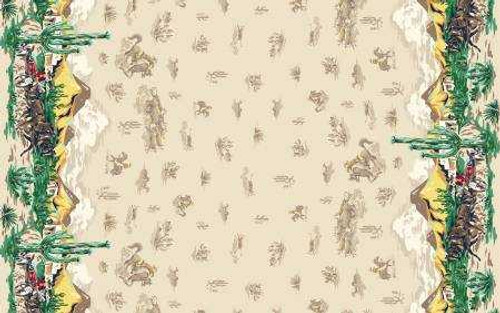 Michael Miller Fabric - Buckaroo - Tan Buckaroo Border #dcx12439-tanx Premier Stitching