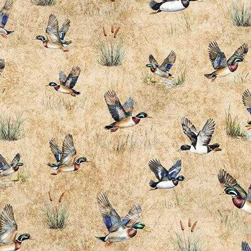 QT Fabric - Forest, Field And Stream - Ducks Tan #31409-a Premier Stitching