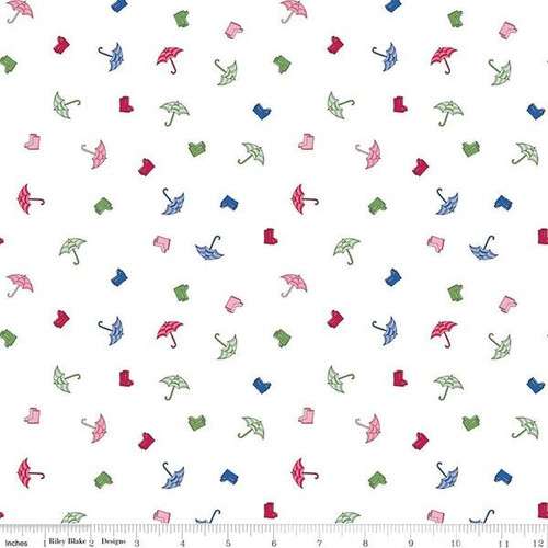 Riley Blake Designs -  Cloudburst - Umbrellas White #c16182-white