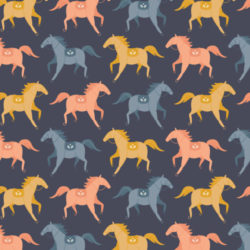 Cloud9 Fabrics - Petals & Pony Luck - Canter Navy Organic Cotton #228232-x