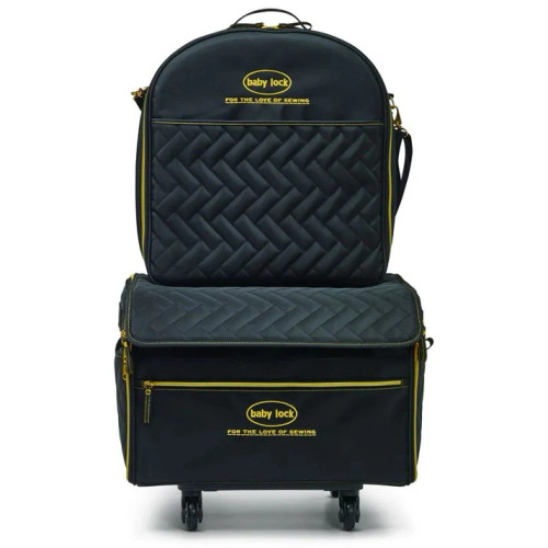 Baby Lock Large Trolley With Embroidery Arm Case- Quilted Black With Gold Logo & Components