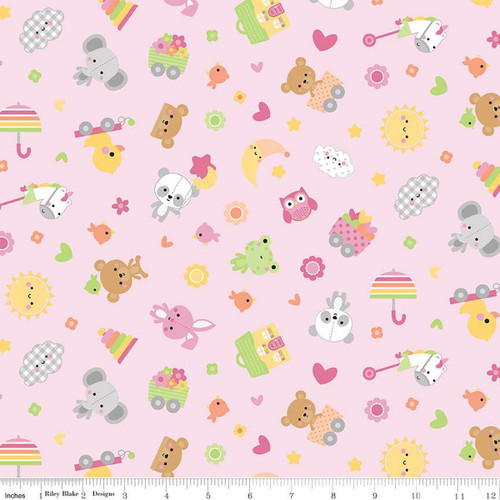 Riley Blake Designs - Bundle of Joy - Toss Pink Flannel #f16780-pink