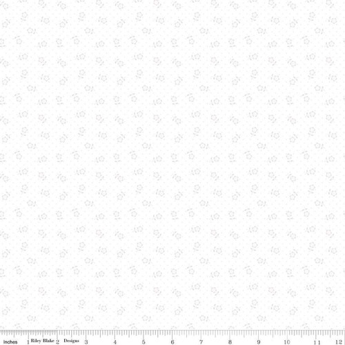 Riley Blake Designs - Mary Catherine - Flower Dots - White Tone-on-Tone #c16705-white