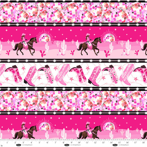 Blank Quilting Fabric - Saddle Up To The Disco - Pink Stripe #4378-22