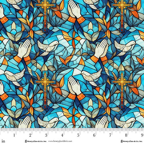 Henry Glass Fabric - Faith In Full - Praying Hands #2181-73