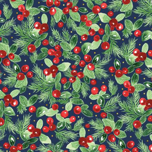 P&B Fabric - Joyful Packed Berry Branches Dark Blue #JOYF5891-DB