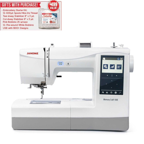 Janome Memory Craft 100E Embroidery Machine Premier Stitching