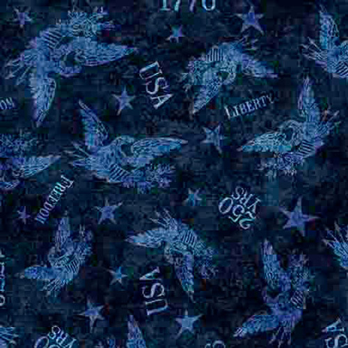 QT Fabrics - 1776 - Tonal American Eagle - Blue #31664-b