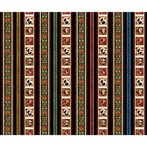 QT Fabrics - Rule The Roost - Rooster Border Stripe #31502-x