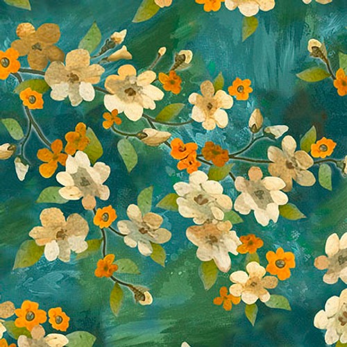 QT Fabrics - Light Of The World - Dogwood Floral - Jade #31246-q