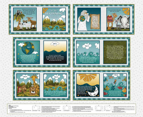 Henry Glass Fabric - In the Beginning - Book Panel - 36 Inch #2373bp-19