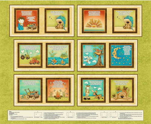 Henry Glass Fabric - Rest Your Head - Boy Book Panel - 36 Inch #2375bp-66