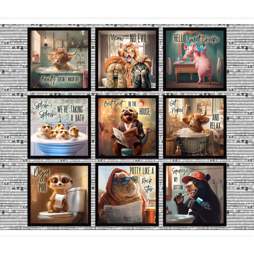 3 Wishes Fabric - Please Seat Yourself - 36in Panel #24210-pnl-ctn-d