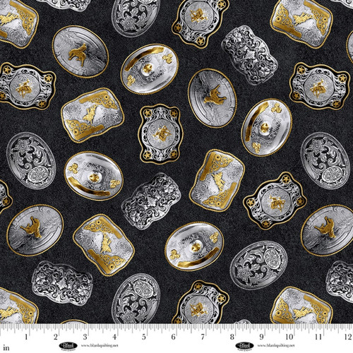 Blank Quilting Fabric - Spurs & Spirit - Belt Buckles #4522-99