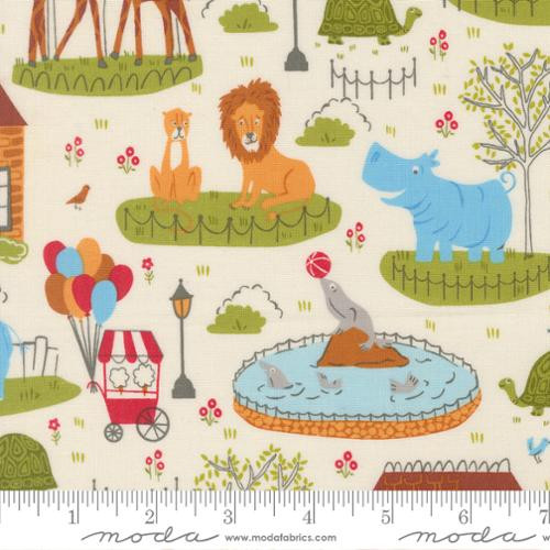 Moda Fabrics - Animal Park Fun - Zoo - Dove #20960-11