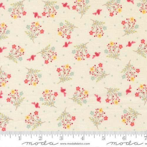 Moda Fabrics - Lyda Rose - Wild Flowers Florals Bird Dots - Porcelain #3074-11