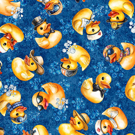 QT Fabrics - QT Cuties 3 - Rubber Duckies - Denim #31860-b