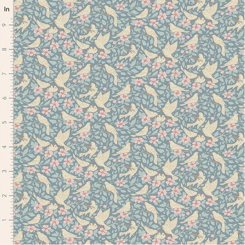Tilda Fabrics - Songbird - Ava - Blue #til100651-v15