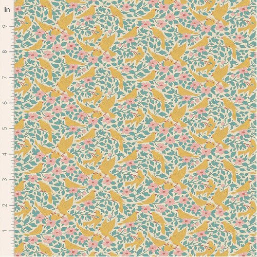 Tilda Fabrics - Songbird - Ava - Teal #til100660-v15