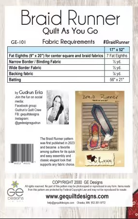 Braid Runner (Quilt As You Go) Pattern