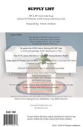 Jelly Roll Rug Pattern (PATTERN-RJD100)