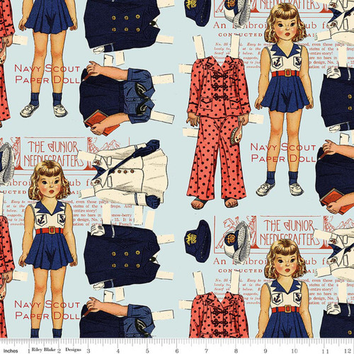 Riley Blake Designs - Sew America - Navy Scout Paper Doll - Blue #CD17344-BLUE