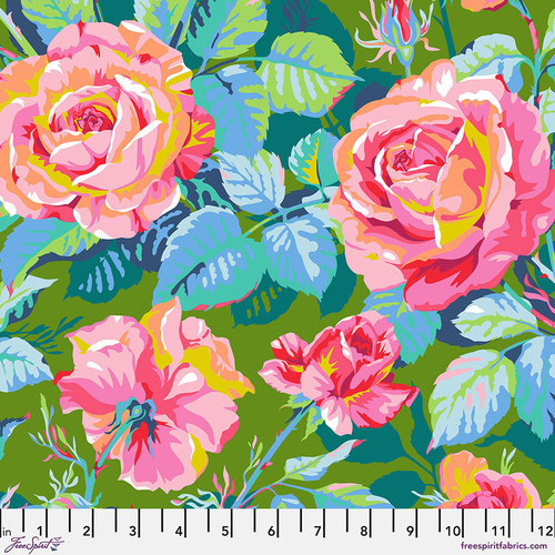Free Spirit Fabric - Market Days - Rosey Outlook - Green #pwst040-xgreen