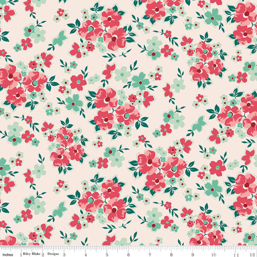 Riley Blake Designs - Berry & Sage - Floral - Latte #C17388-LATTE