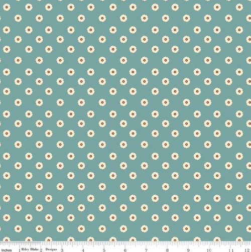 Riley Blake Designs - Cowgirl - Flower Dots - Blue #c17486-blue