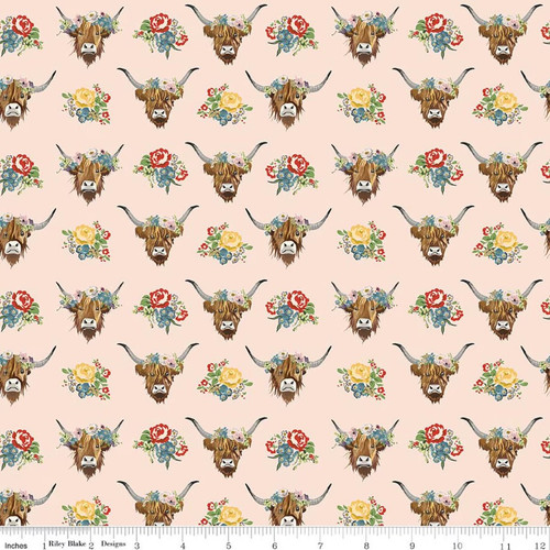 Riley Blake Designs - Cowgirl - Highland Cows - Blush #c17483-blush