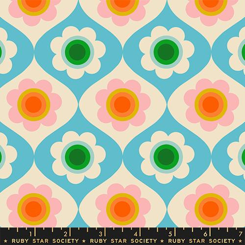 Moda Fabrics - Trinketry - Floral Retro Turquoise #RS0114-18